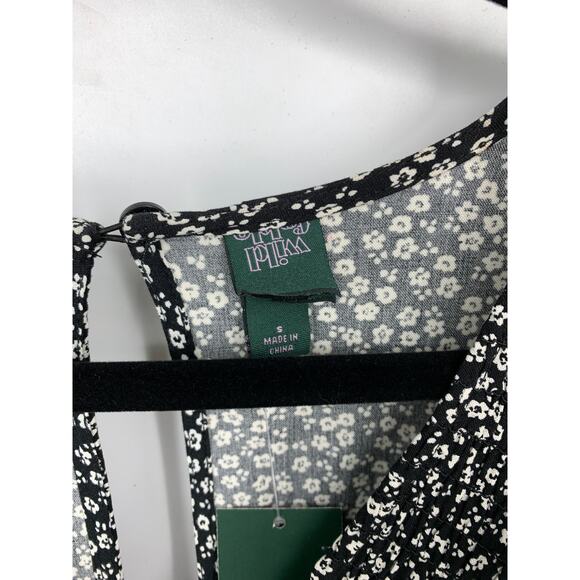 Wild Fable Women's Size Small Micro Floral Print Black White A -Line NWT - Picture 3 of 6